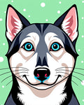 Bright Blue Eyed Husky Portrait Rug