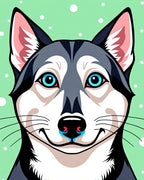 Bright Blue Eyed Husky Portrait Rug
