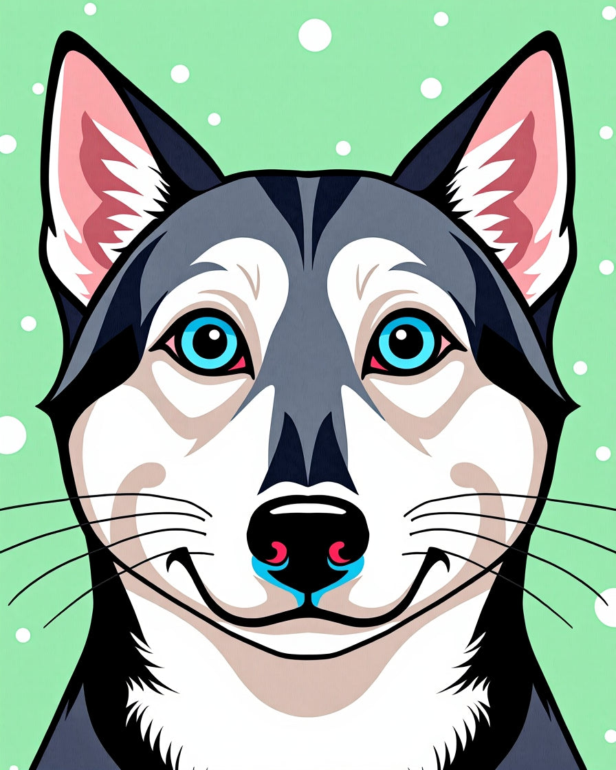 Bright Blue Eyed Husky Portrait Rug