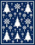 Classic Blue Snow Winter Forest Rug
