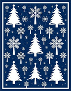 Classic Blue Snow Winter Forest Rug