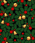 Festive Green Pine Holly Bells Rug