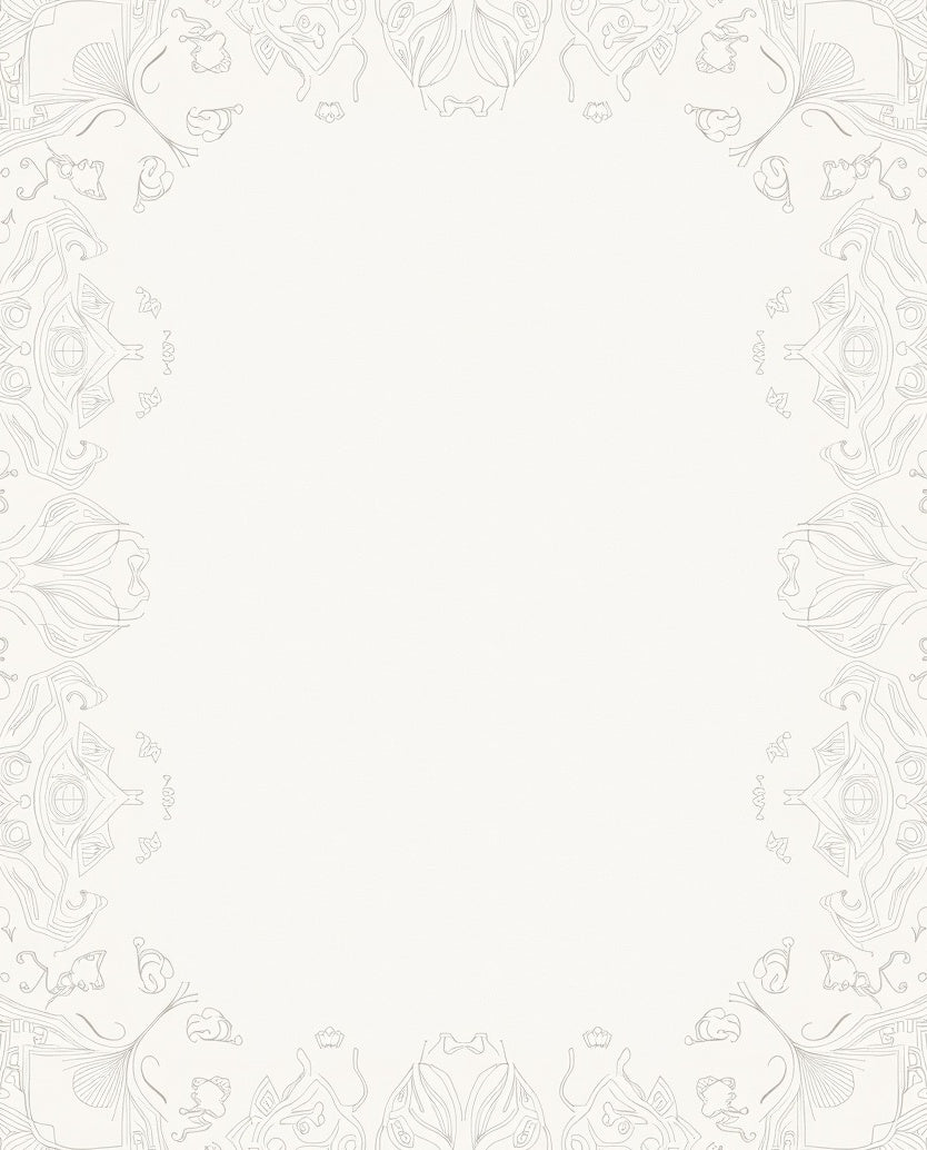 Ornate Cream Mandala Outline Rug