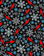 Whimsical Red Birds Snowflakes Whiteness Rug