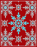 Crimson Snowflake Cluster Medallion Rug