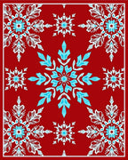Crimson Snowflake Cluster Medallion Rug