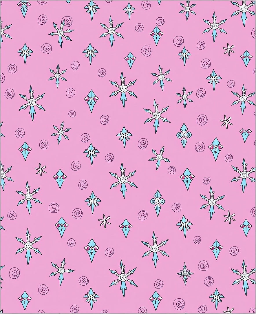 Pink Cyan Snowflake Starburst Medallions Rug