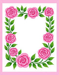 Pink Floral Vine Border Rug