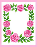 Pink Floral Vine Border Rug