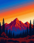 Crimson Peaks Sunset Sky Landscape Rug