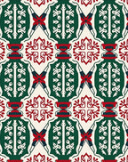 Emerald Red Ivory Geometric Medallion Rug