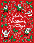 Gnome Christmas Greeting Holly Swirls Rug