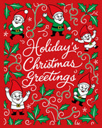 Gnome Christmas Greeting Holly Swirls Rug