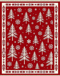 Red White Christmas Tree Snowflake Rug