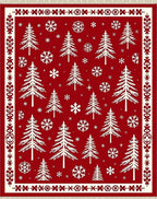 Red White Christmas Tree Snowflake Rug