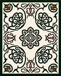 Intricate Dark Green Floral Medallion Ivory Rug