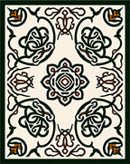 Intricate Dark Green Floral Medallion Ivory Rug