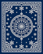 Deep Blue Snowflake Mandala Medallion Rug