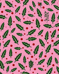 Whimsical Green Feather Pink Background Rug