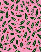 Whimsical Green Feather Pink Background Rug