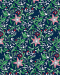 Crimson Star Botanical Navy Rug