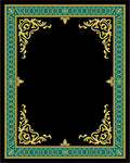 Emerald and Gold Ornate Border Rug