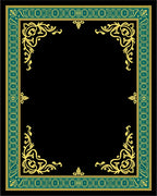 Emerald and Gold Ornate Border Rug