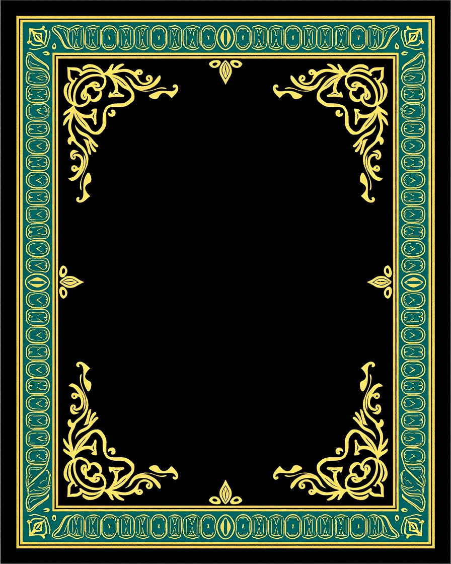 Emerald and Gold Ornate Border Rug