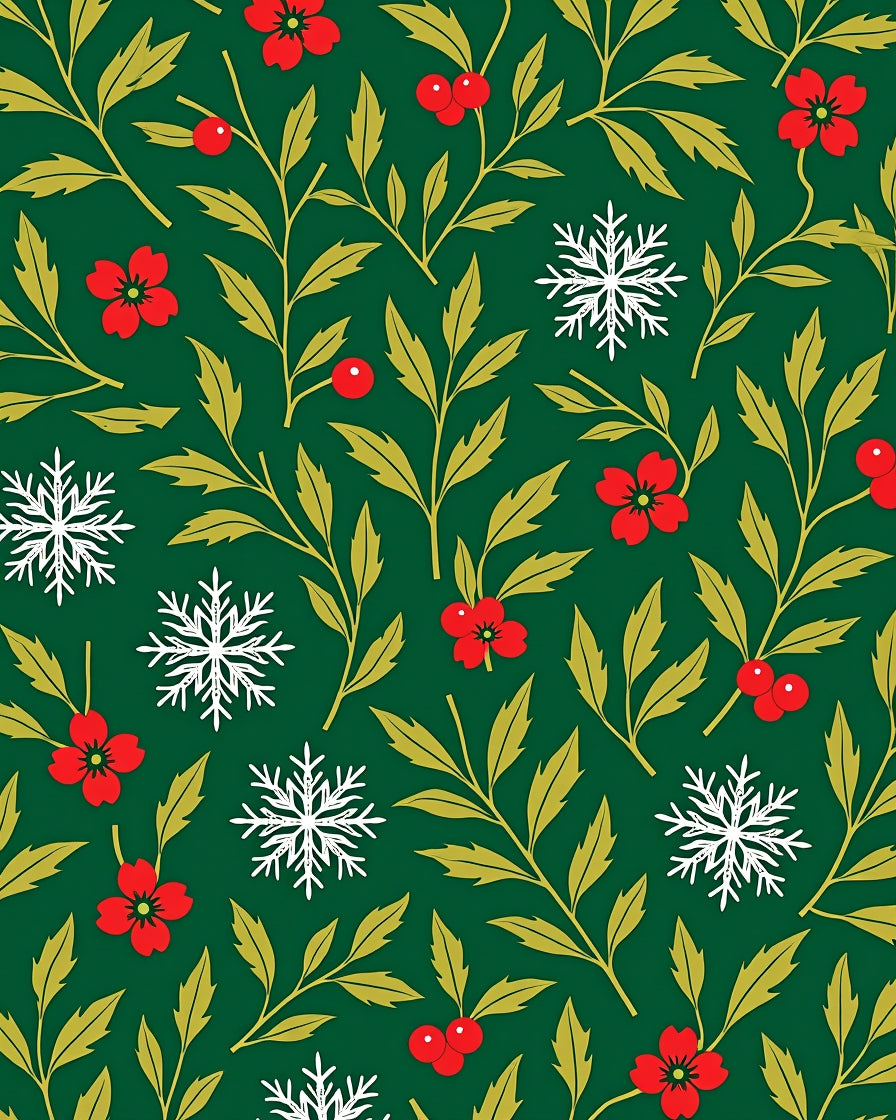 Winter Berry Snowflake Collage Rug