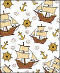 Nautical Ships Anchors Wheels Clouds Rug