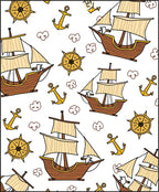 Nautical Ships Anchors Wheels Clouds Rug