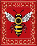 Bold Red Flying Bee Honeycomb Rug
