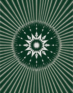 Forest Green White Radial Starburst Rug