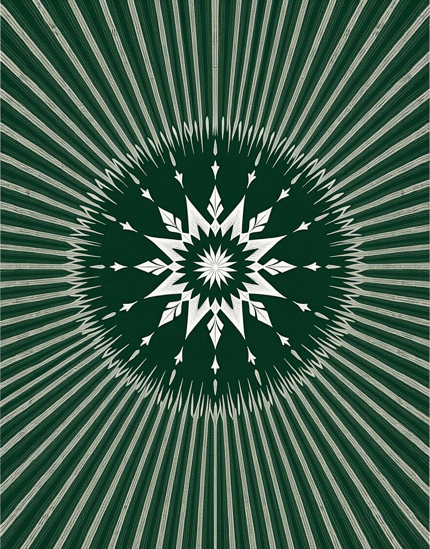 Forest Green White Radial Starburst Rug