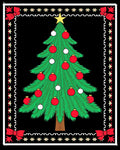 Festive Green Christmas Tree Red Orbs Rug
