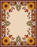 Autumn Sunflower Botanical Border Rug