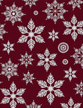 White Snowflake Burgundy Background Collage Rug