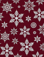 White Snowflake Burgundy Background Collage Rug