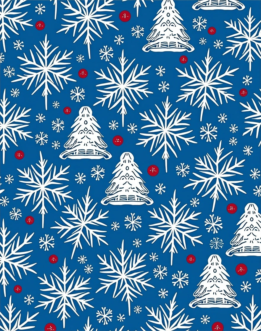 Winter White Snowflake Tree Medallion Rug
