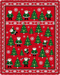 Festive Red Christmas Gnomes Trees Rug