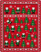 Festive Red Christmas Gnomes Trees Rug