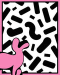 Playful Pink Abstract Shapes Collage Rug