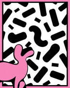 Playful Pink Abstract Shapes Collage Rug