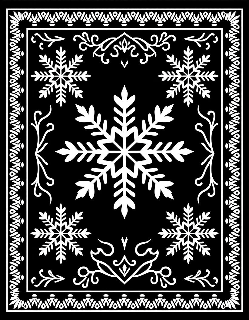 Blacksnowflake Intricate Floral Border Rug