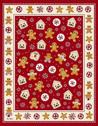 Gingerbread Houses And Cookies Red Border Rug