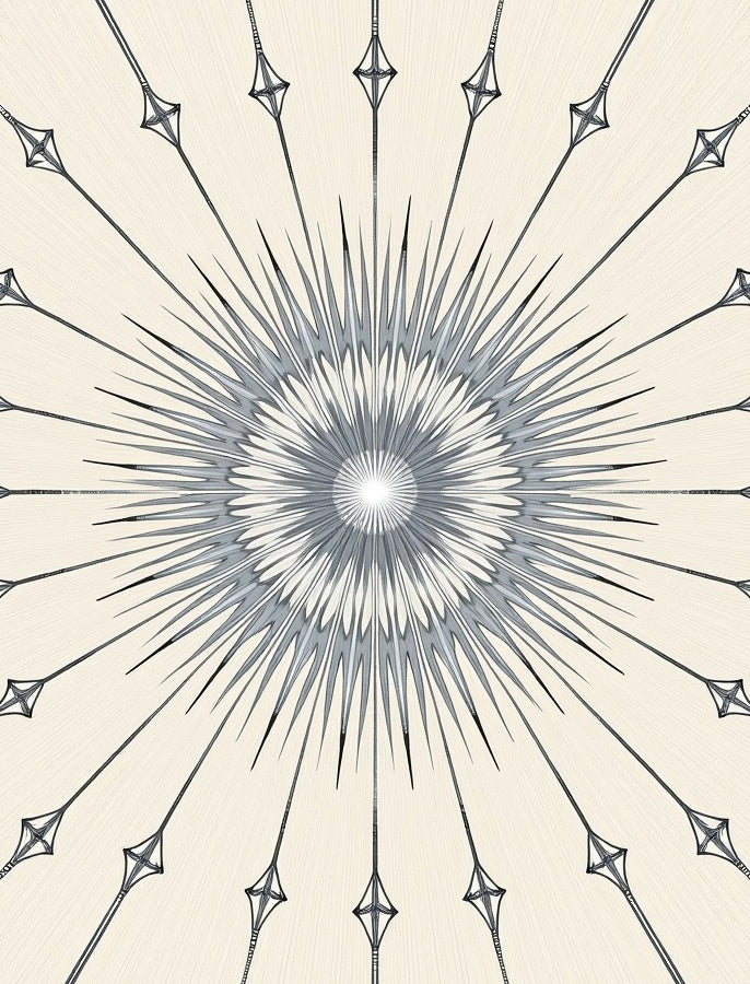 Neutral Sunburst Diamond Rays Rug
