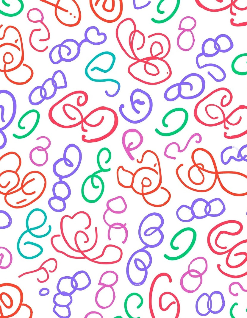 Whimsical Scribble Swirl Multi-Color Rug