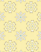 Pale Yellow Floral Snowflake Rug