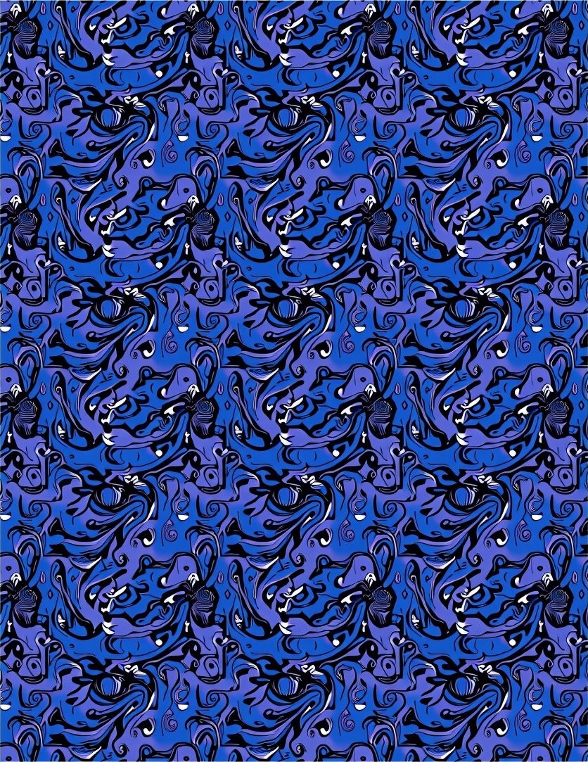 Deep Blue Ink Swirl Abstract Rug