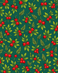 Crimson Berry Green Leaf Garland Rug